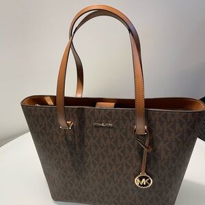 Michael Kors Signature Logo and Leather Tote Bag with Double Handles. Versatile.
